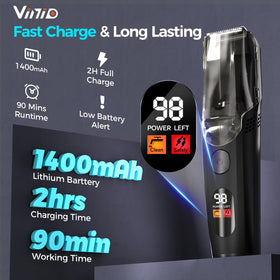 Vinid clipper LCD display showing length and battery in real time