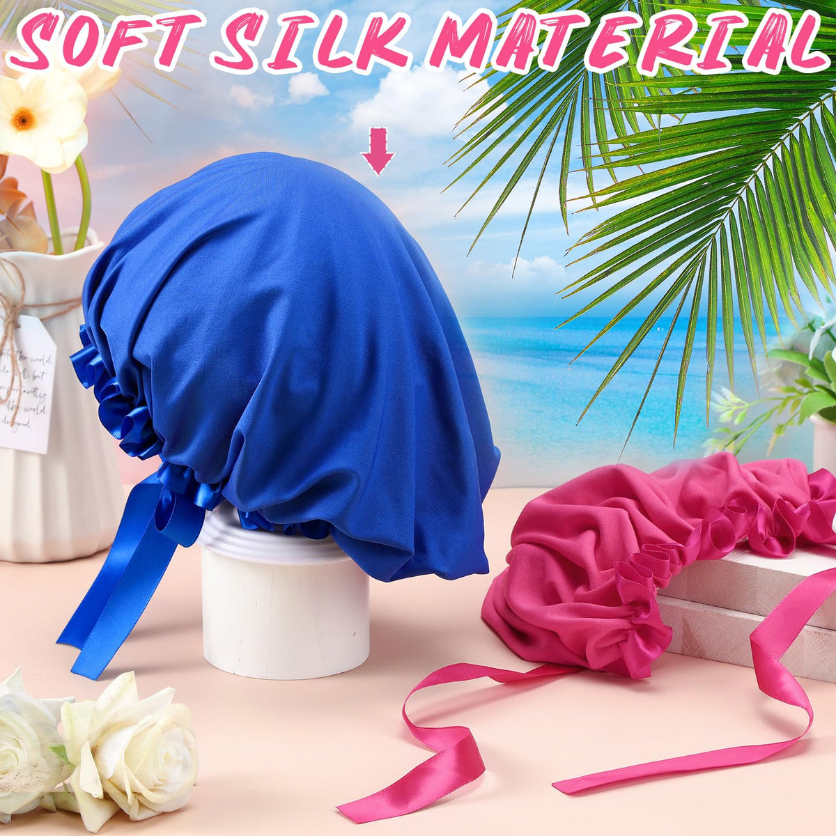 Vinsatin blue face cover offers cooling, protective use during tanning