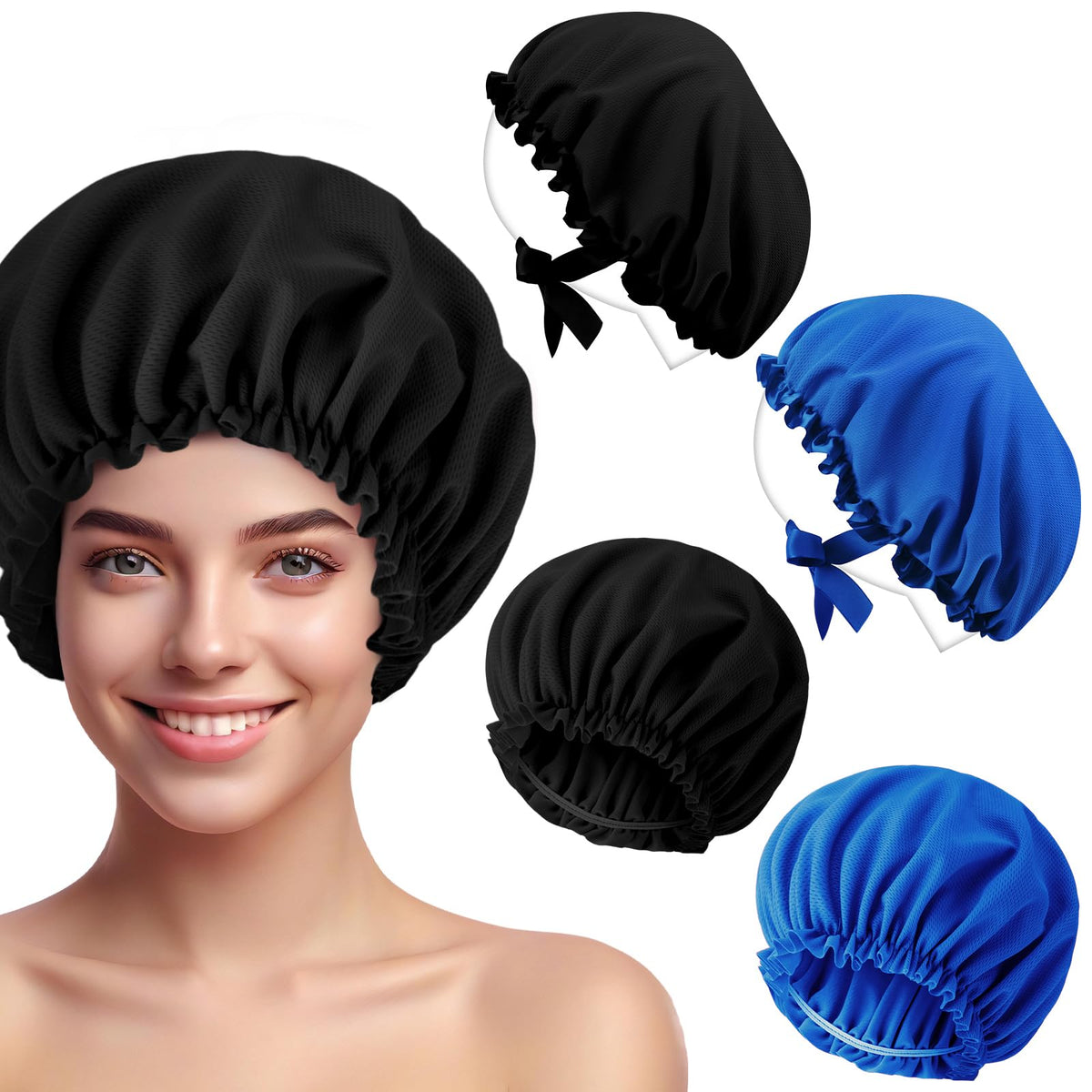 Vinsatin black tanning cap protects hair during sun exposure