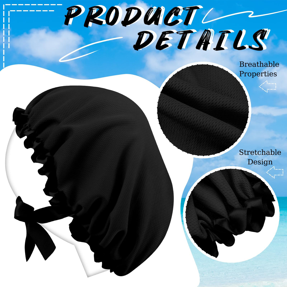Vinsatin blue tanning cap provides comfortable all-day wear