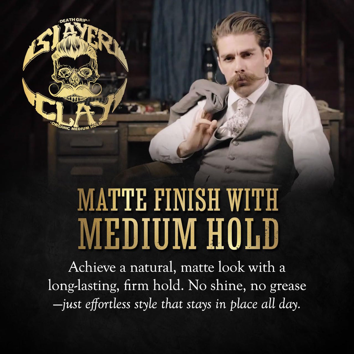 Hair styling with Slayer Clay achieving matte finish