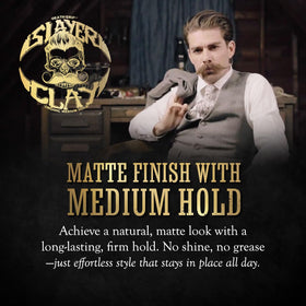 Hair styling with Slayer Clay achieving matte finish