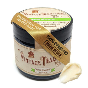 Vintage Tradition Almost Unscented Balm in a 2oz jar, gentle for sensitive skin.