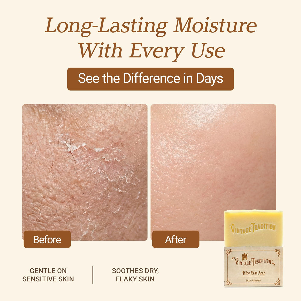 Vintage Tradition packaging emphasizes sustainable, eco-conscious skincare.
