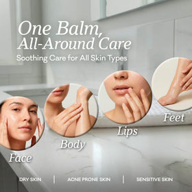Hands applying Vintage Tradition balm with easy spreading action.