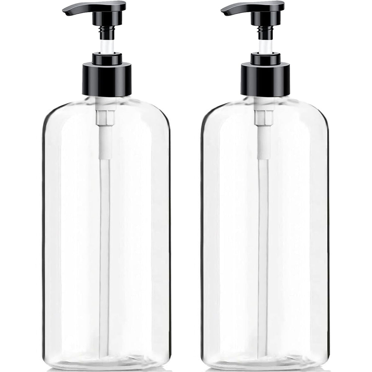 Vioetry empty pump bottles 32oz set, clear and ready for organized storage.