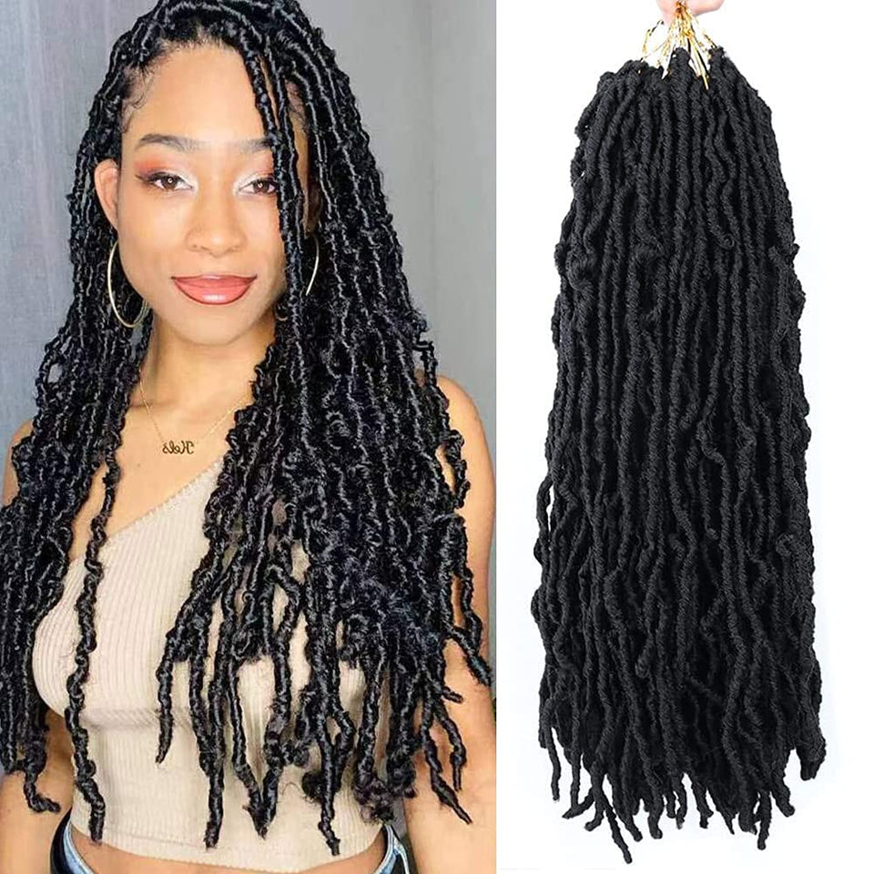 VIOLET 18-inch soft locs crochet hair close-up, natural look and smooth texture