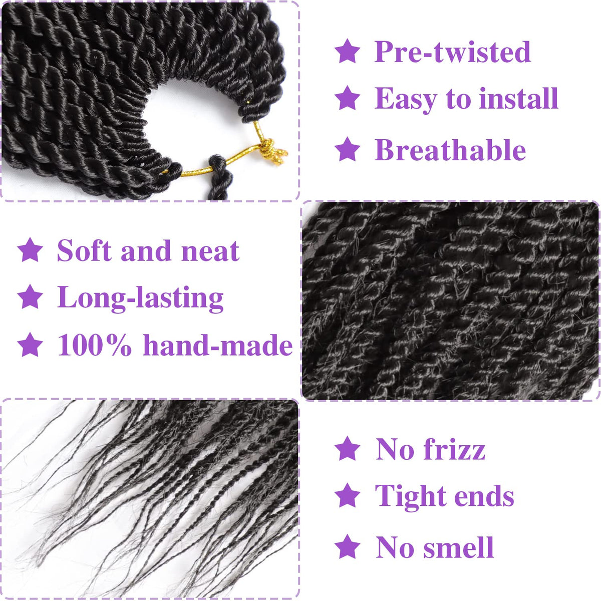 VIOLET Kanekalon hair delivers smooth texture with heat resistance.