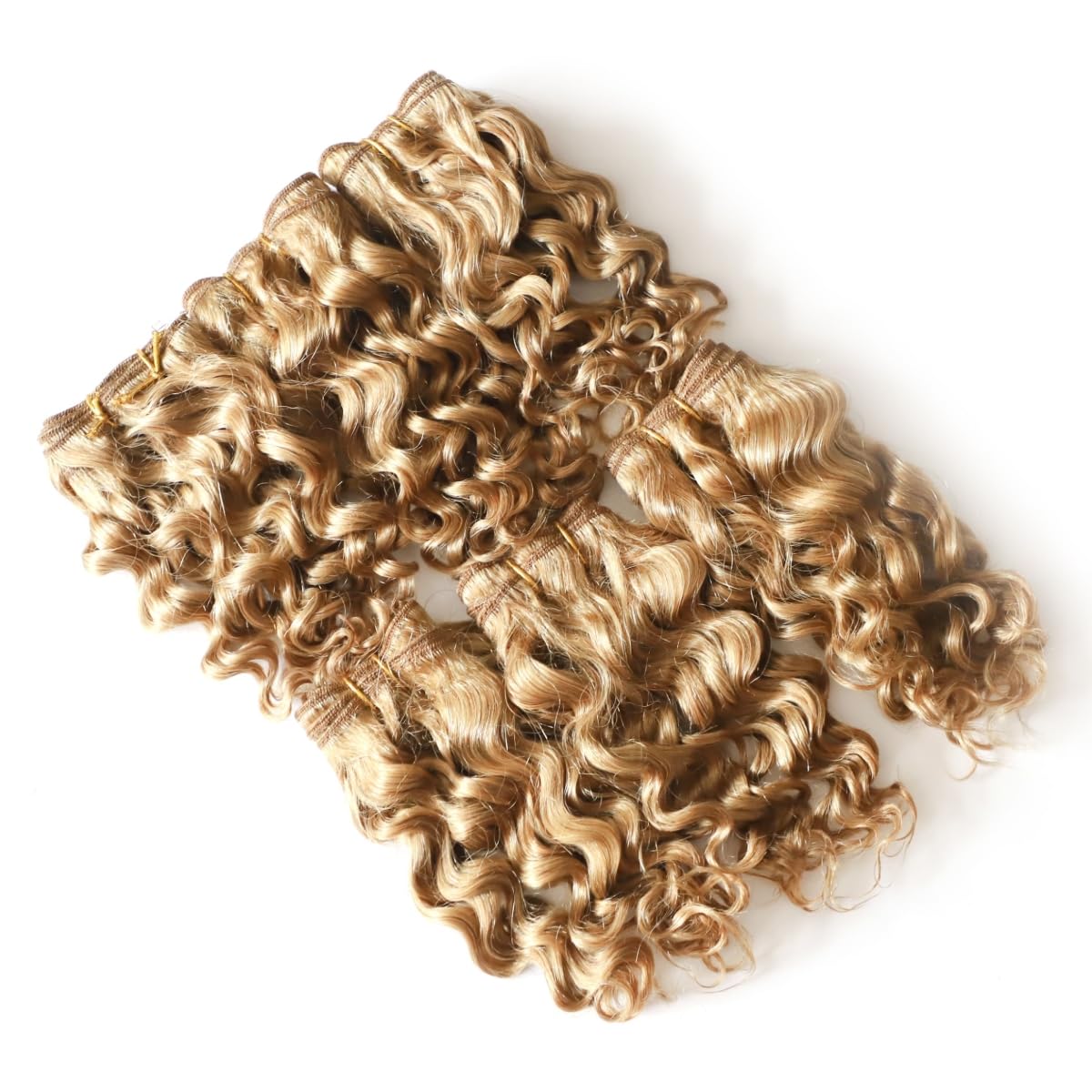 VIOLET dark-blonde curly bundle close-up showing tight, defined curls