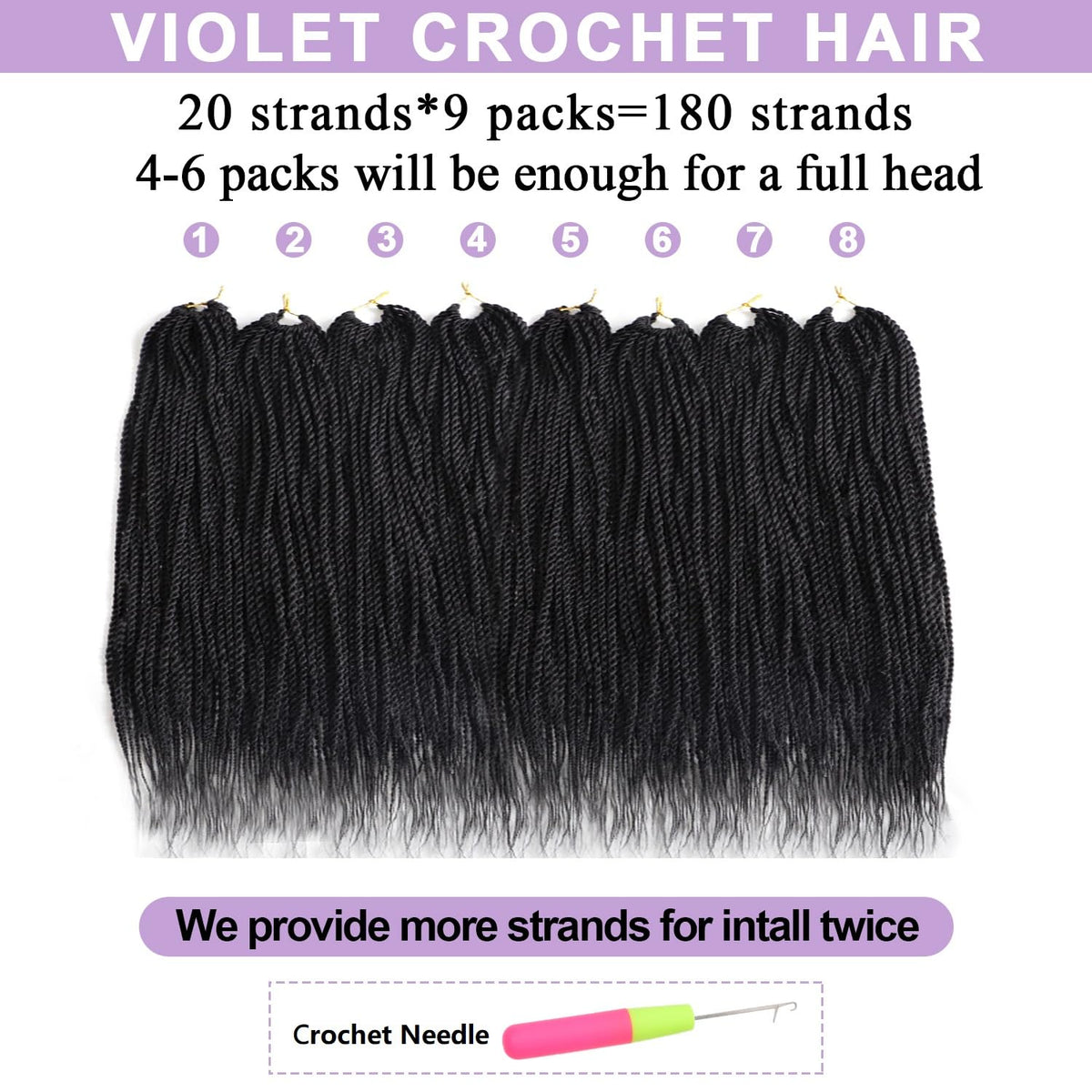VIOLET 18-inch twists ideal for wedding day or prom styles.