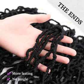 VIOLET natural texture shot showcases realistic faux locs for everyday styles