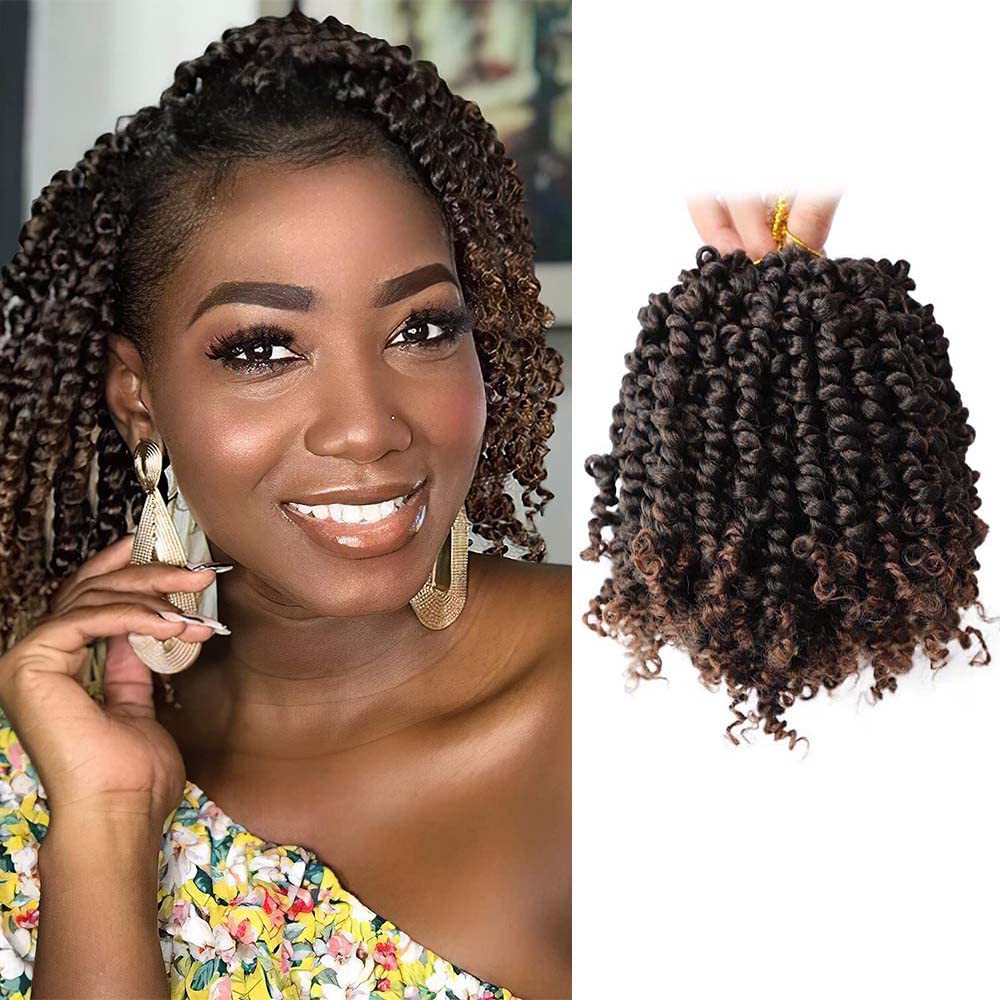 VIOLET Passion Twist 6 inch hair pack showing easy crochet installation for beginners.