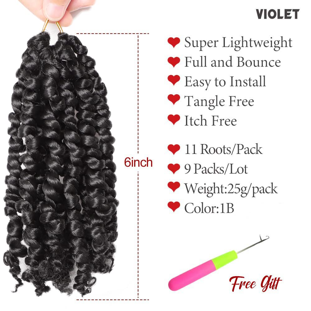 VIOLET Passion Twist 6 Inch prelooped crochet demonstrates quick, beginner-friendly installation.