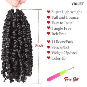 VIOLET Passion Twist 6 Inch prelooped crochet demonstrates quick, beginner-friendly installation.