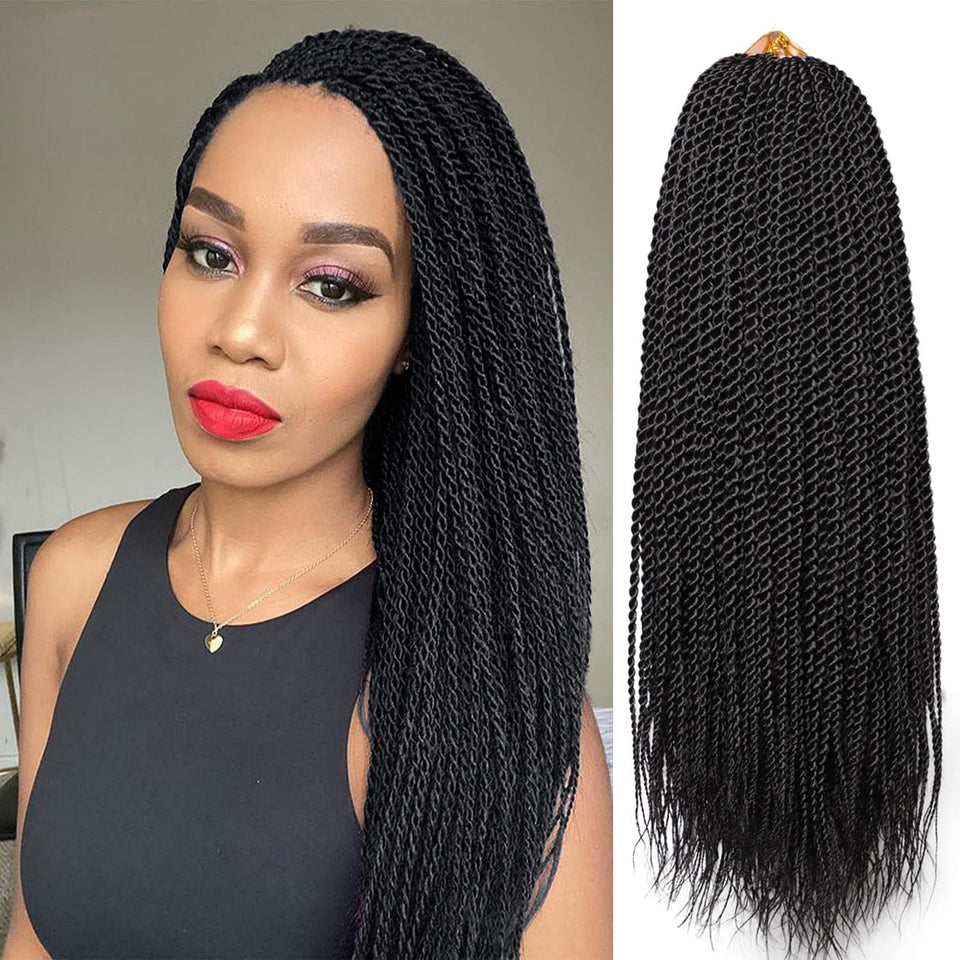 VIOLET Senegalese twist crochet hair 18 inch 1B for natural, seamless styling.