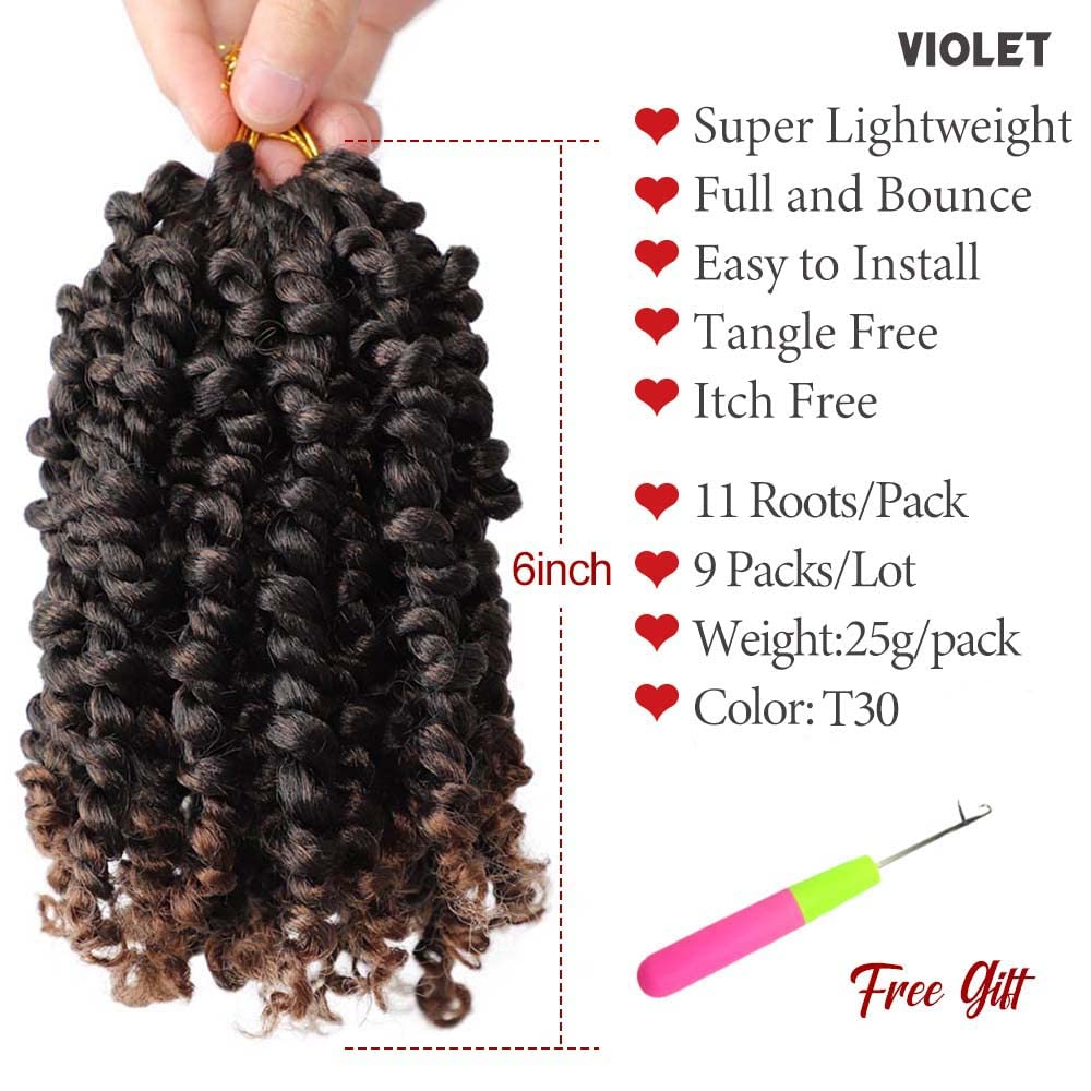 VIOLET short crochet hair 6in offering versatile daily or event looks.