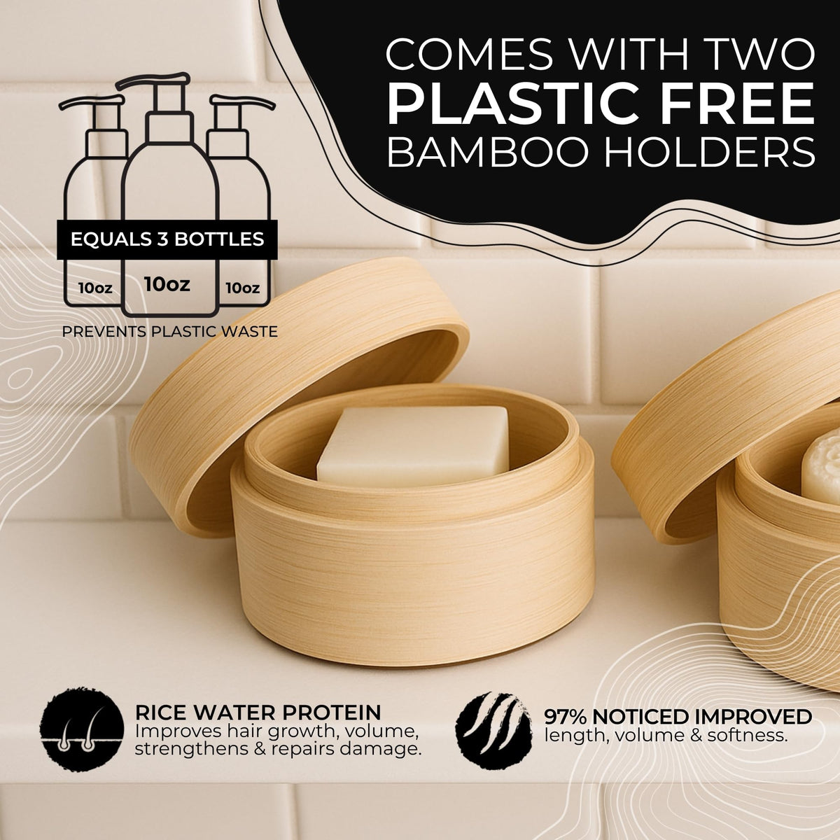 VIORI bamboo holder keeps shampoo bars organized and dry