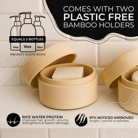 Viori bamboo holder shown beside bars for organized, eco-friendly routine.