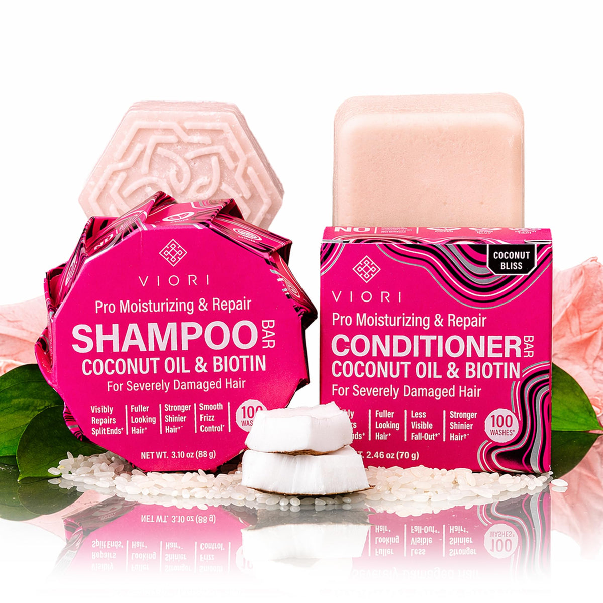 Viori Coconut Shampoo Bar pour, gentle cleanse for dry hair