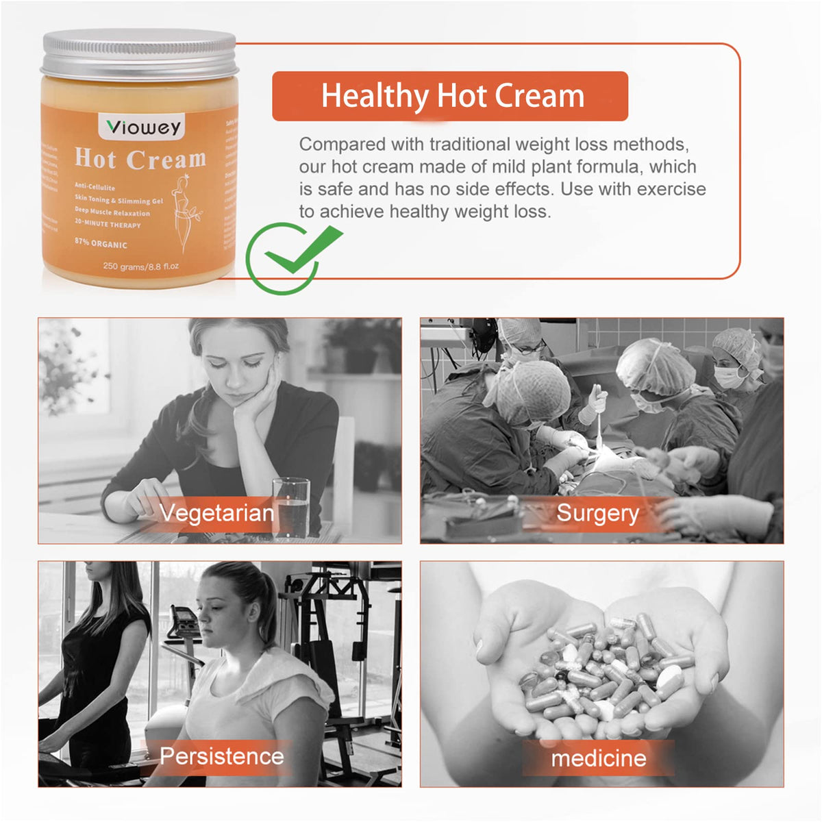 Viowey Hot Cream used on arms to aid toning and circulation during exercise.