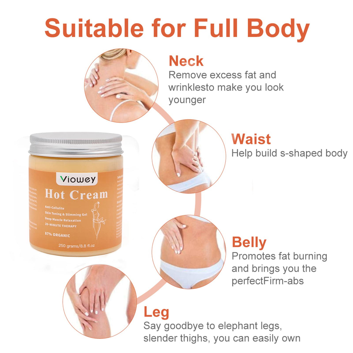 Viowey Hot Cream applied to legs to encourage contouring and warmth during routines.