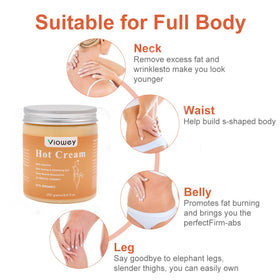 Viowey Hot Cream applied to legs to encourage contouring and warmth during routines.