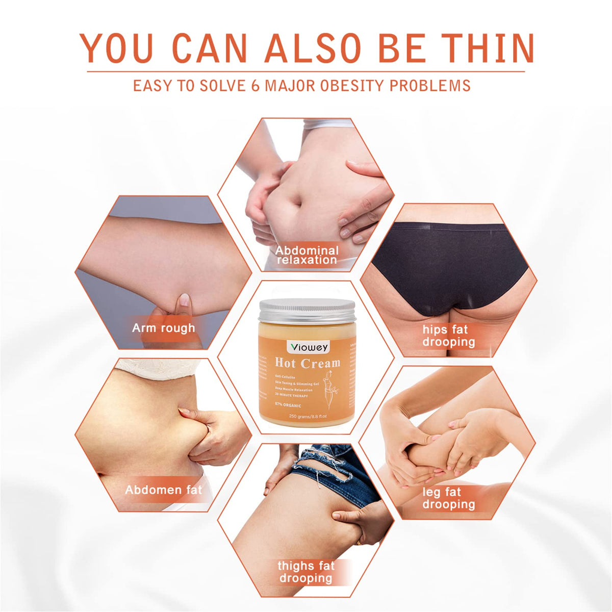Viowey Hot Cream on tummy supports smoother skin and firmer body lines after workouts.