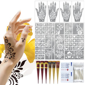 VIOXIA Henna Tattoo Kit with 136 stencils for versatile body art designs