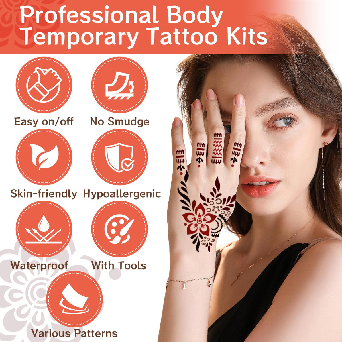 VIOXIA henna ink trio in brown, black, red for rich color options