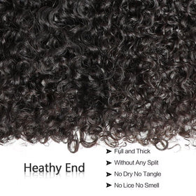 VIPbeauty Burmese curly bundles sew-in application showing easy install.