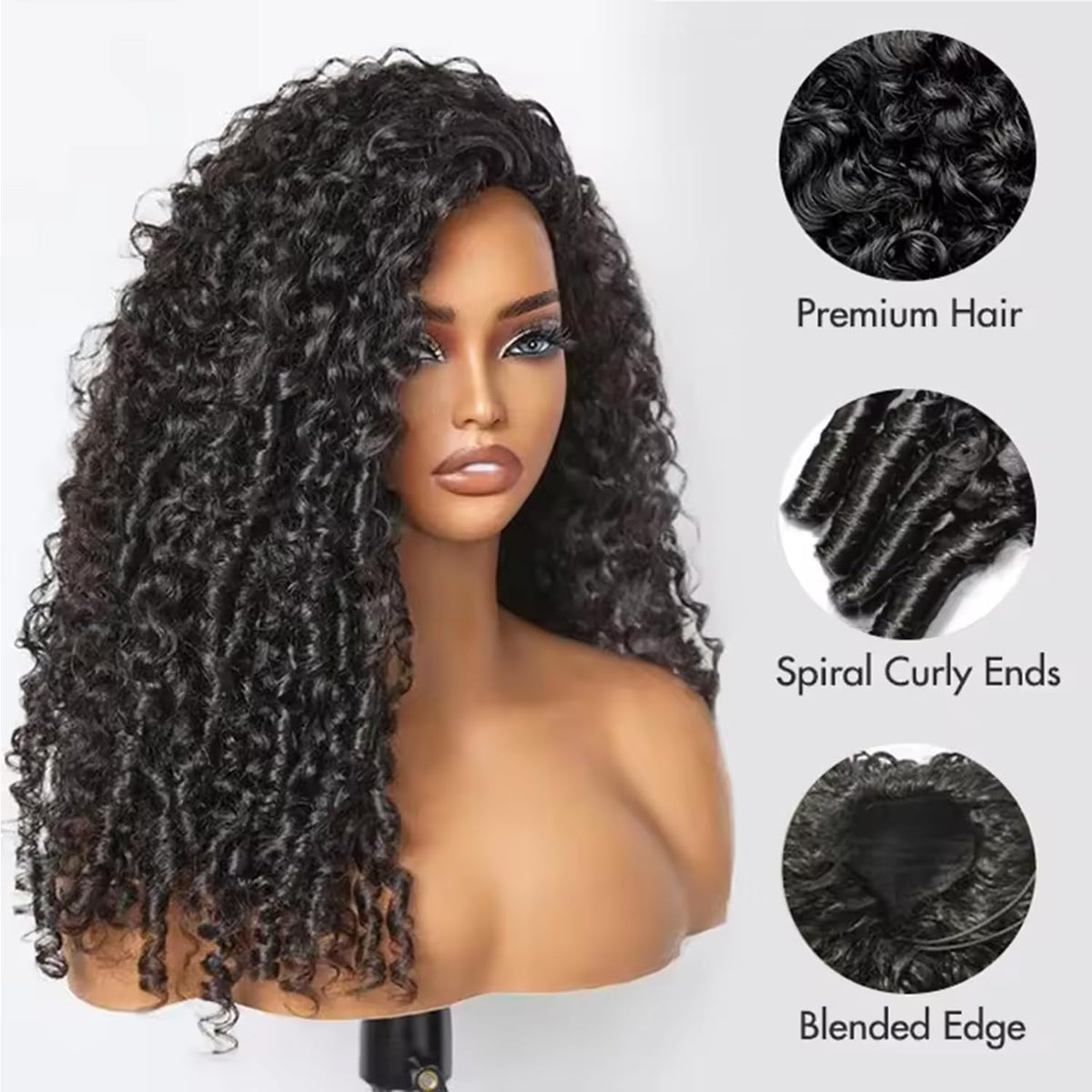 VIPbeauty Burmese curly half wig back view displaying full silhouette and density.
