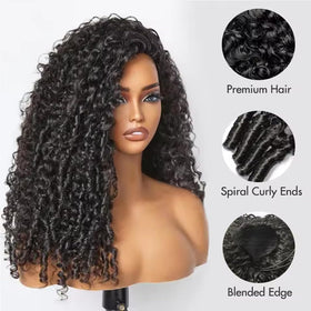 VIPbeauty Burmese curly half wig back view displaying full silhouette and density.