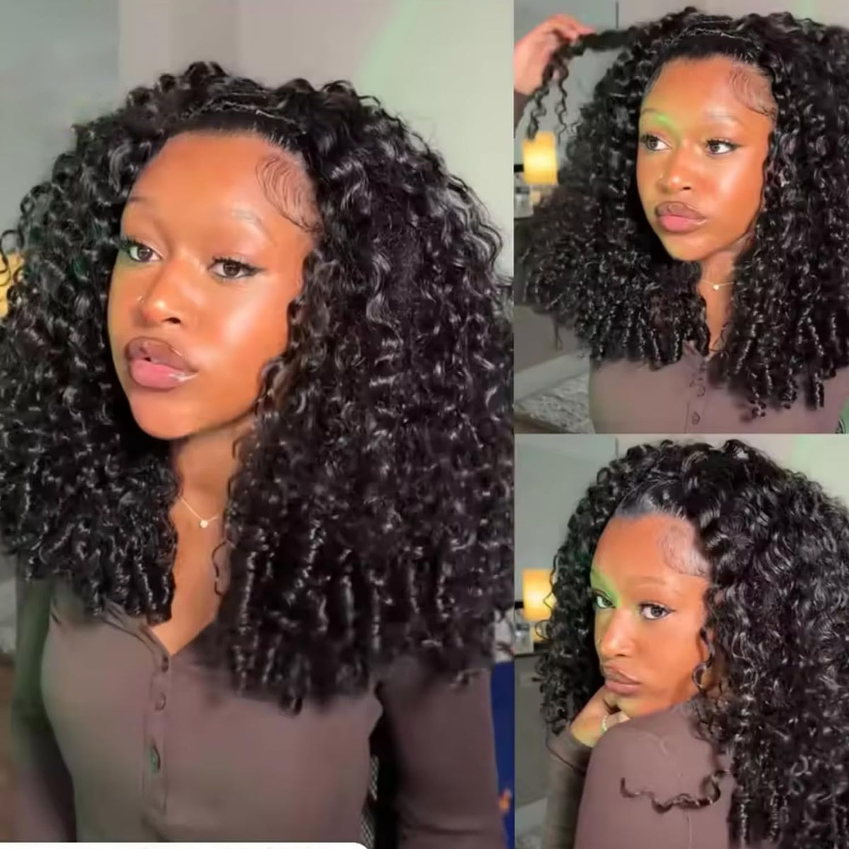 VIPbeauty Burmese curly half wig front view showing natural blend and length for everyday wear.