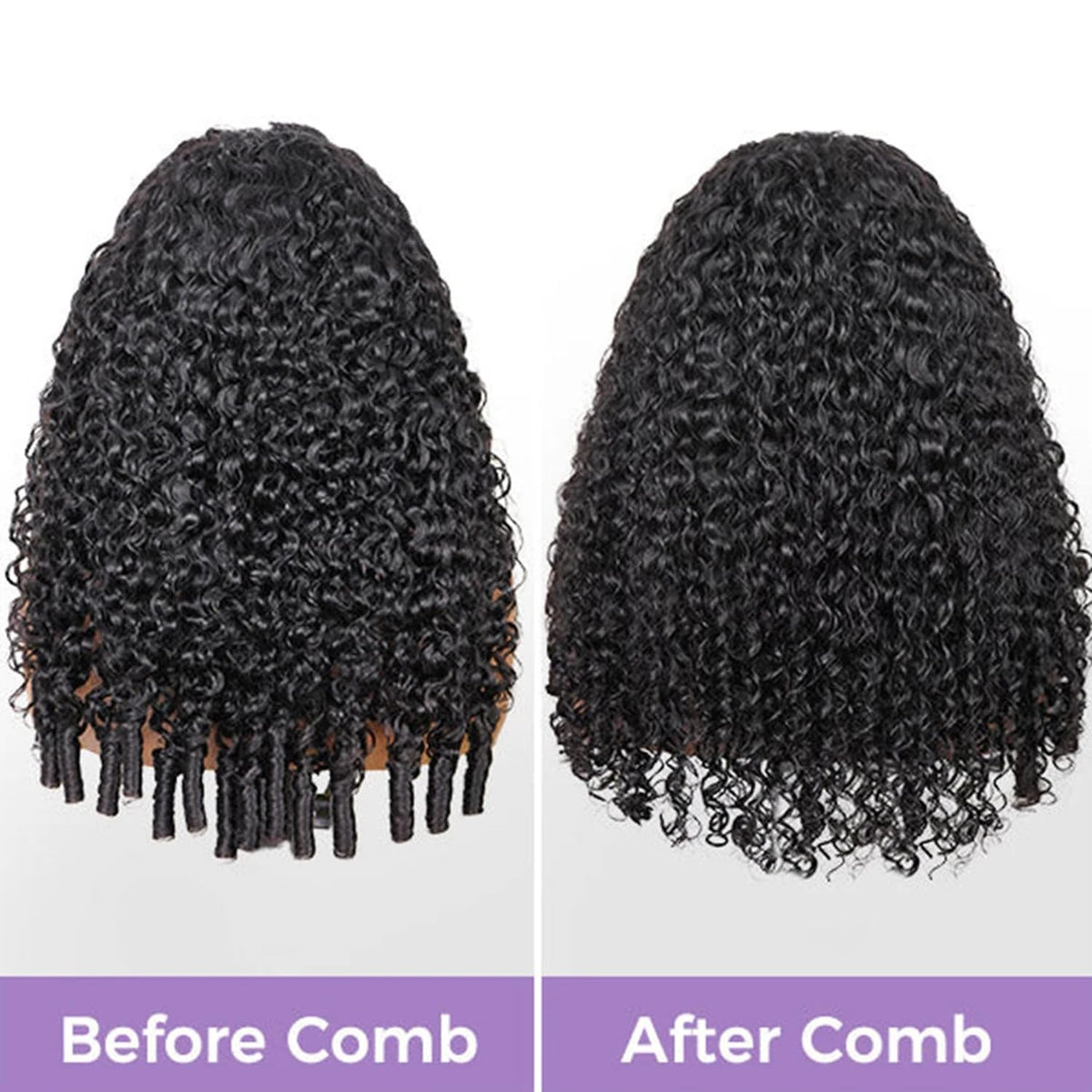 VIPbeauty Burmese curly half wig side view highlighting volume and movement.