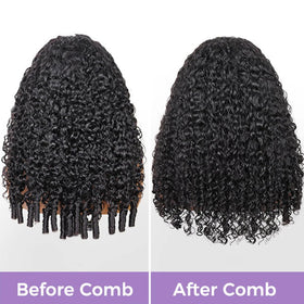 VIPbeauty Burmese curly half wig side view highlighting volume and movement.