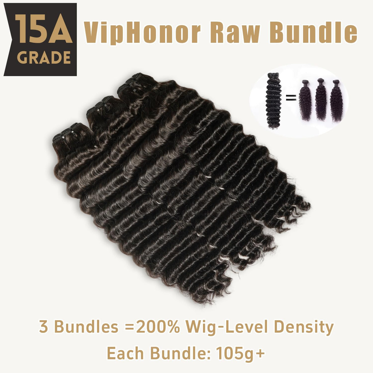 VipHonor Deep Wave 22-inch bundle for dramatic length and defined curls.