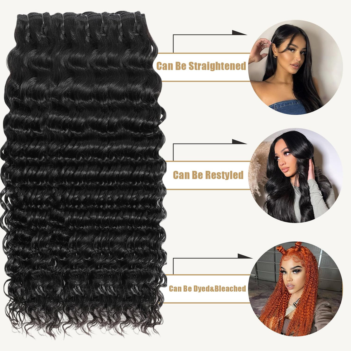 VipHonor heat-styling friendly bundles suitable for restyling with heat tools.