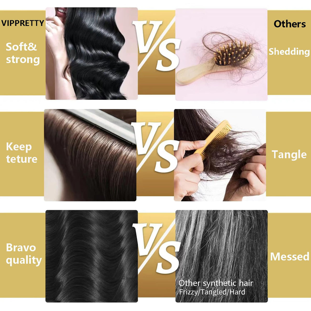 VIPPRETTY adjustable straps and built-in combs ensure secure fit.
