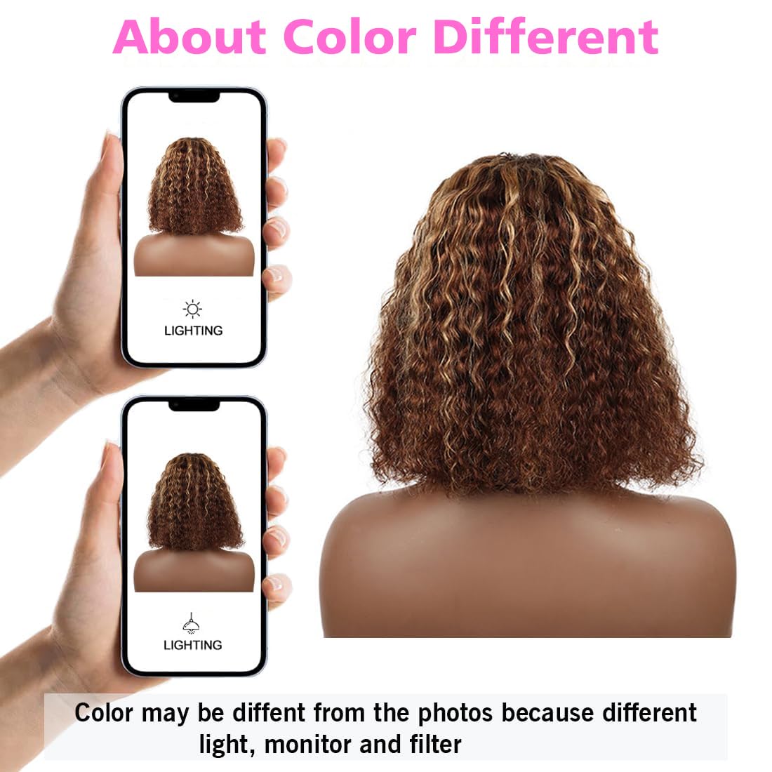 100% human hair texture from Virginess for soft movement and shine.