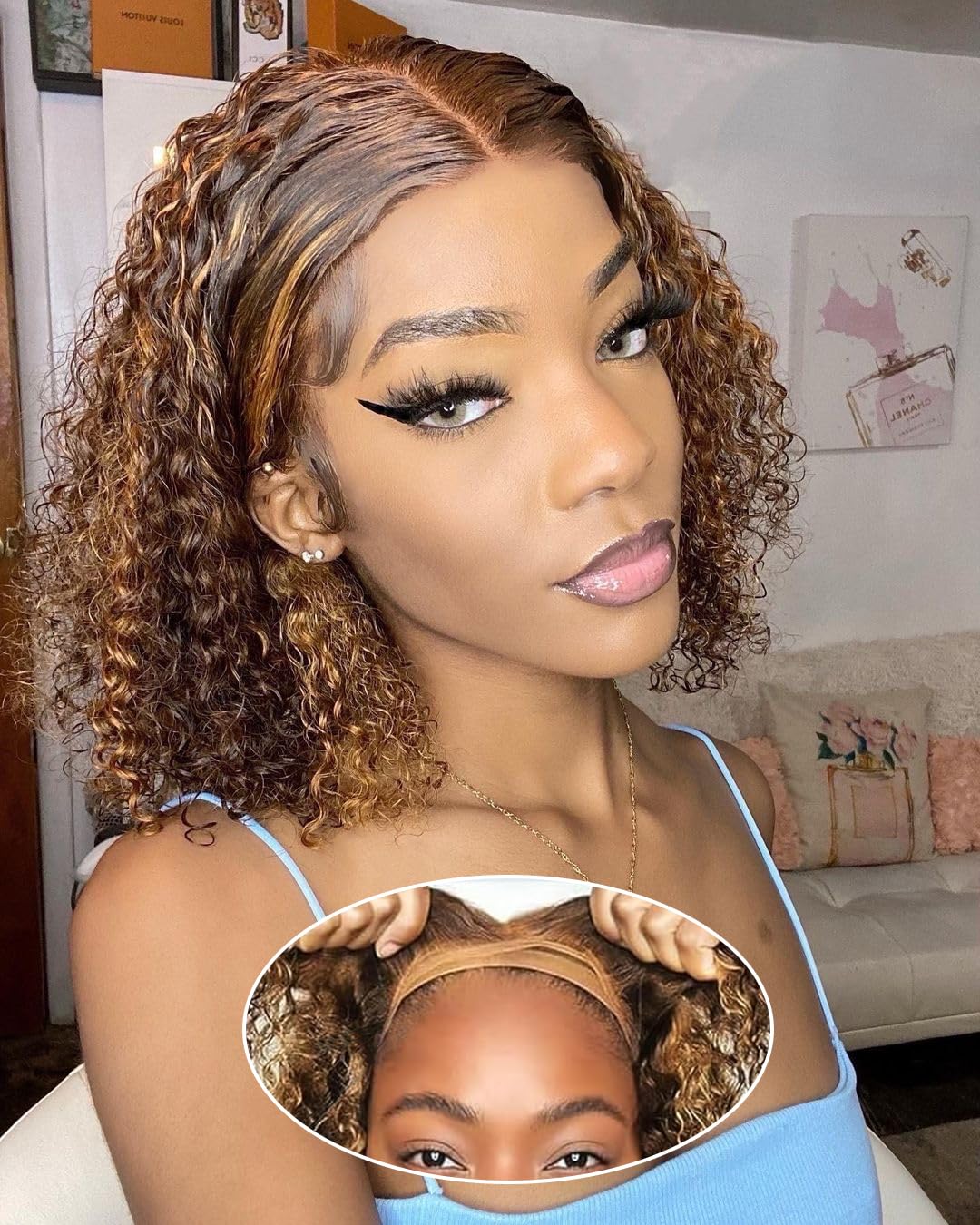 Close-up of Virginess 4x4 lace closure with bleached knots for natural look.