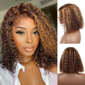 Virginess wear-and-go glueless deep-wave bob 12-inch, front view for quick styling.