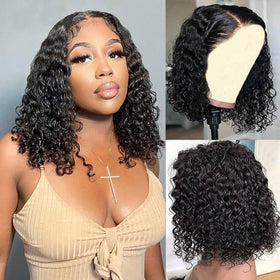virginess wear and go glueless wig deep wave bob 12 inch for quick styling