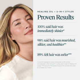 VIRTUE 6-in-1 Styler texture swirl highlighting creamy formula for easy styling.