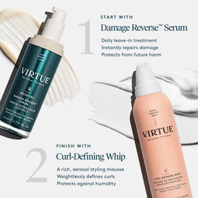 Virtue Curl Defining Whip creamy texture signals lightweight hydration.