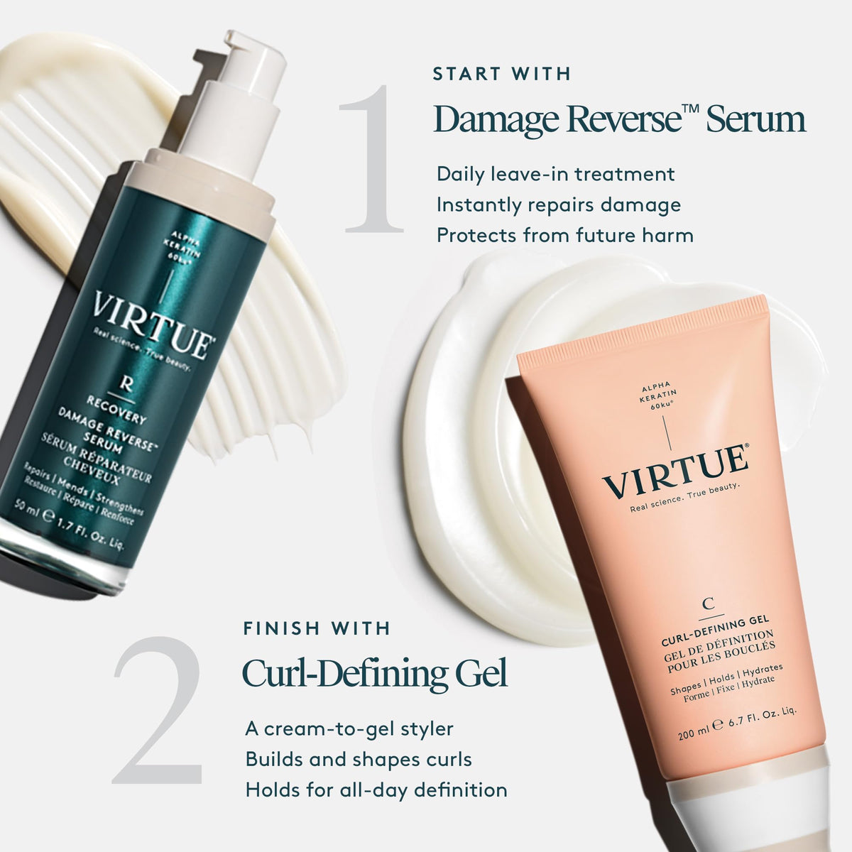 VIRTUE Curl Gel defines curls across all hair types after styling.