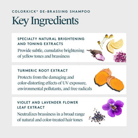 VIRTUE De-Brassing Shampoo color-toning effect on hair swatches.