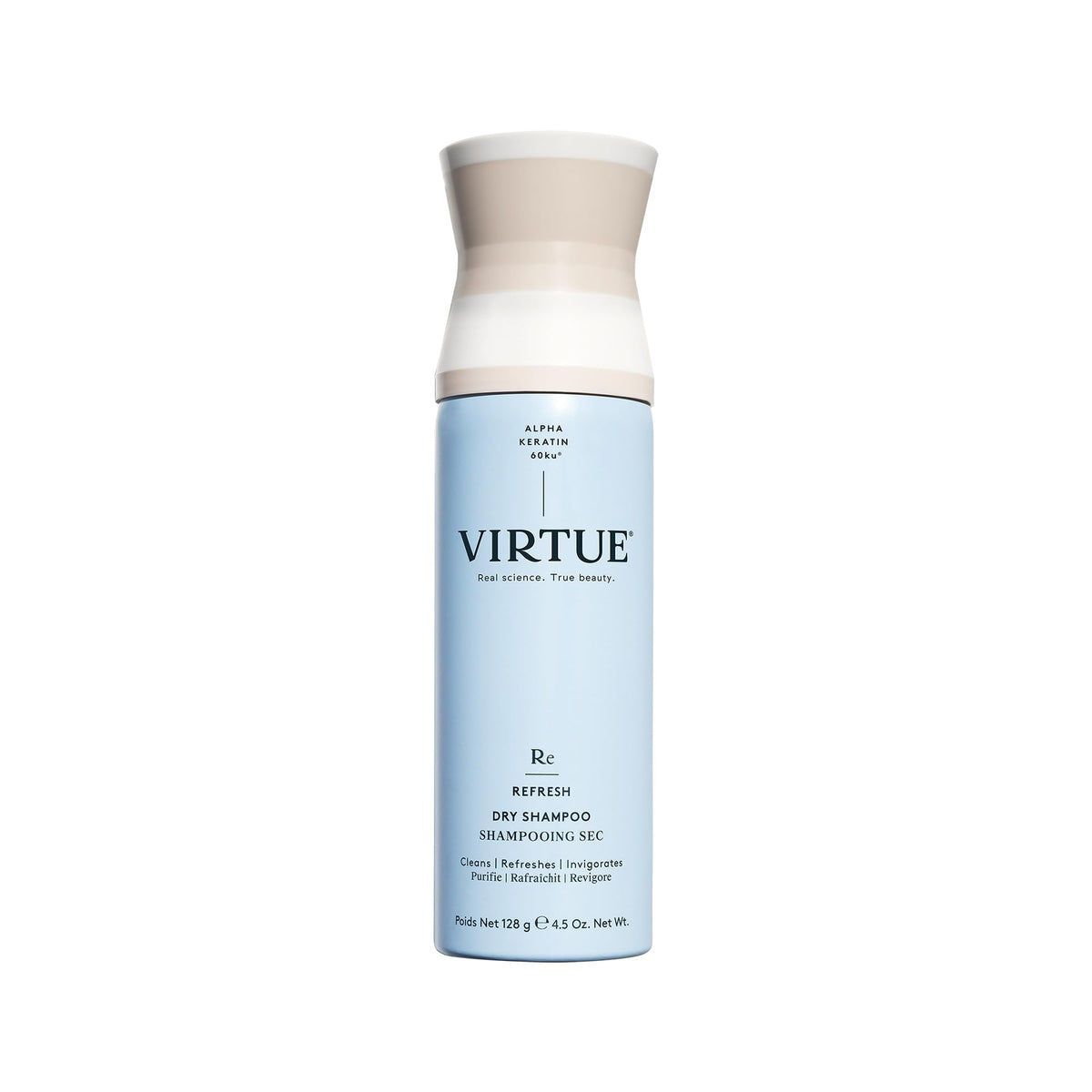 VIRTUE Dry Shampoo Spray on oily hair restores freshness and lift.