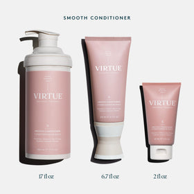 Virtue Smooth Conditioner color-safe claim communicates compatibility with color-treated hair.
