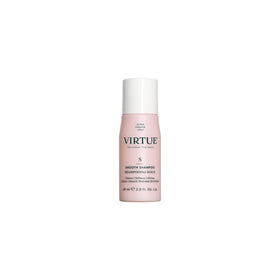 Virtue Smooth Shampoo bottle hero highlights frizz control for curly and textured hair.