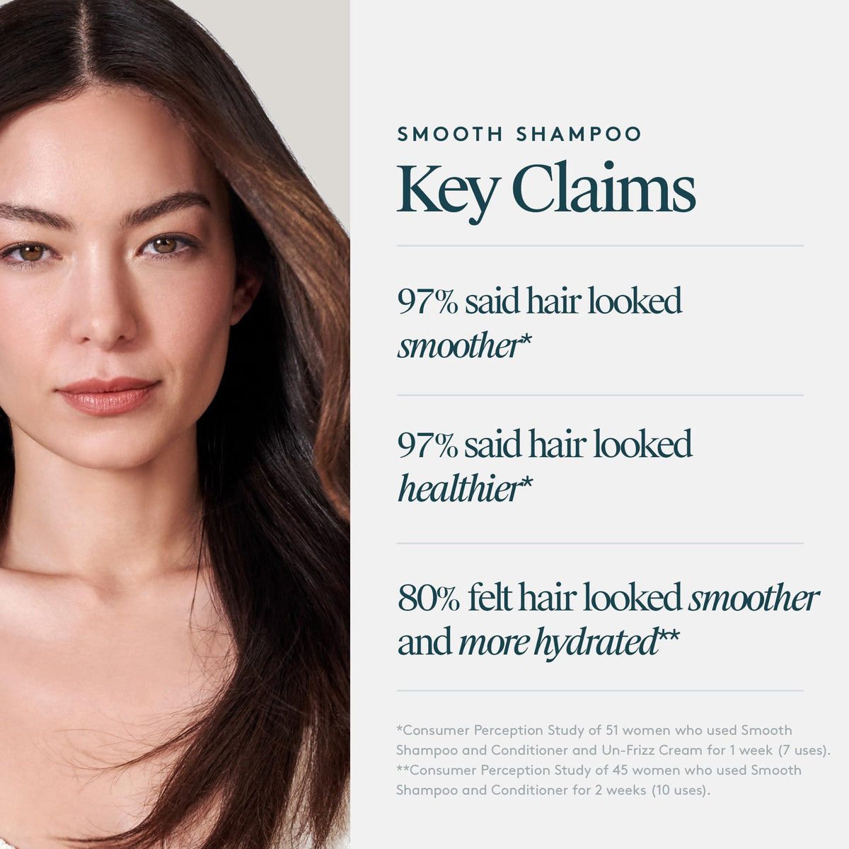 Virtue Smooth Shampoo color-safe formula protects treated hair while cleansing.
